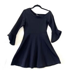 The Vanity Room Black Bell Flare Sleeves One Shoulder Skater Dress Womens Small